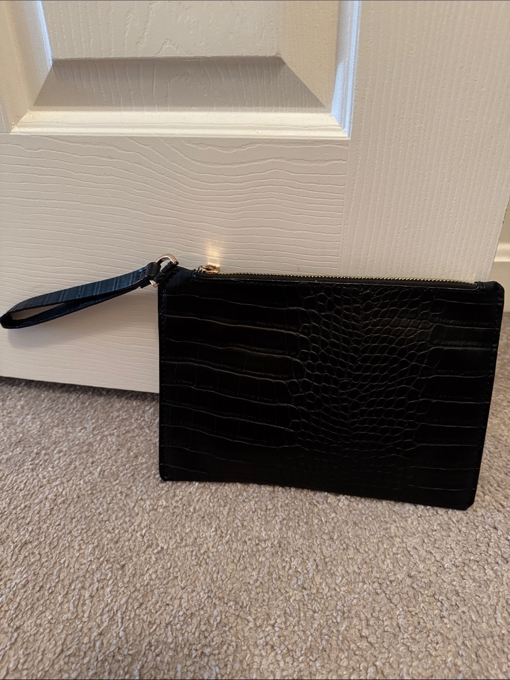 a new day Black Croc-Embossed Wristlet Clutch